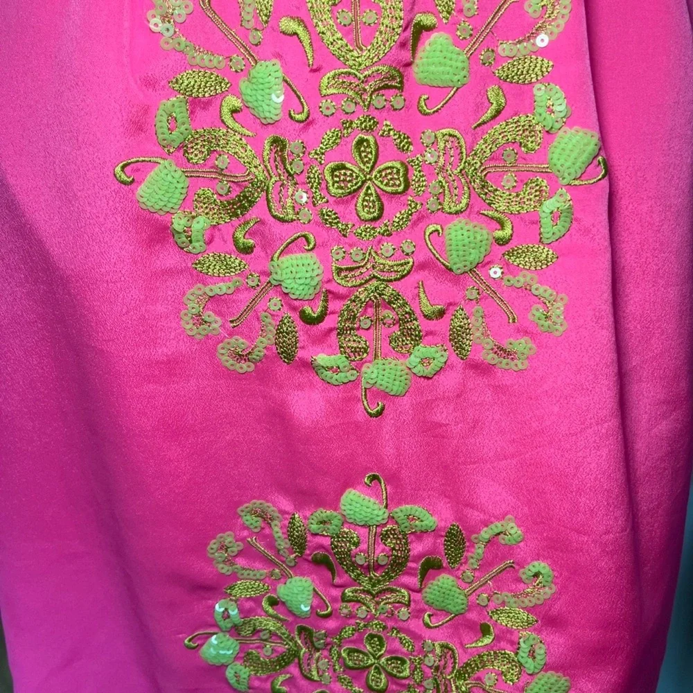 Lilly Pulitzer Pink w/Green Embellishments Jennifer Mini Slip Dress Size S - Picture 4 of 7